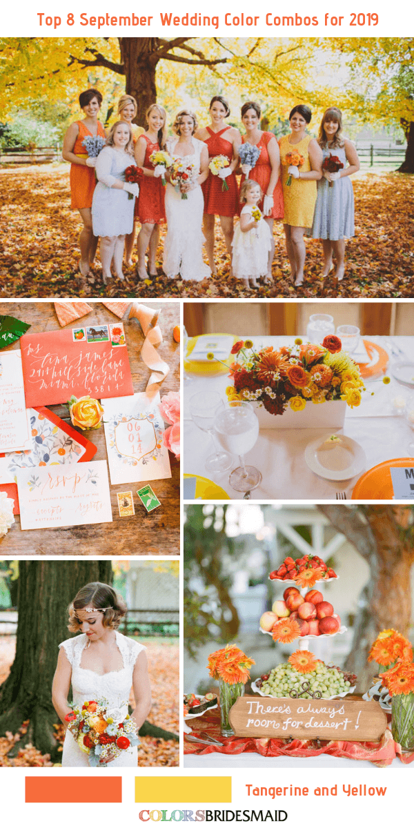 8 September Wedding Color Combos for 2019- Tangerine + Yellow